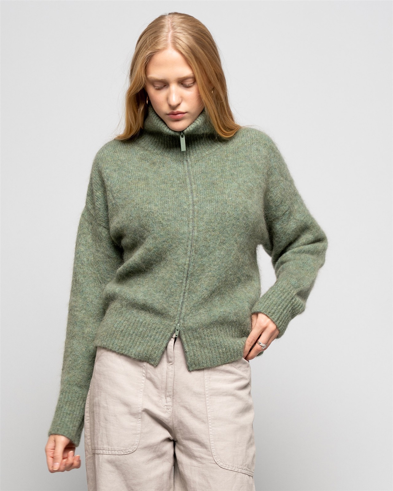 Mohair Cardigan mit Reißverschluss Modell: Susy