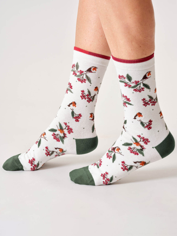 Socken Modell: Winter Robin