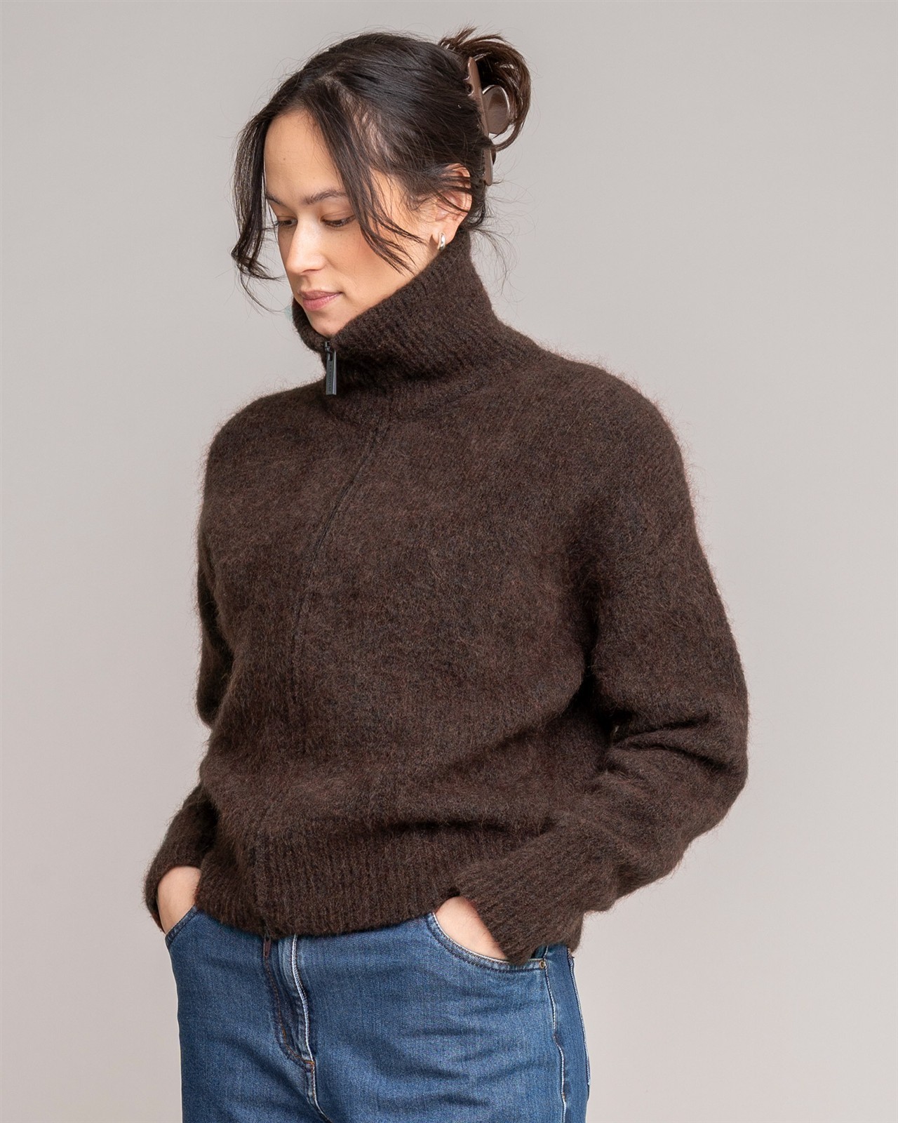 Mohair Cardigan mit Reißverschluss Modell: Susy