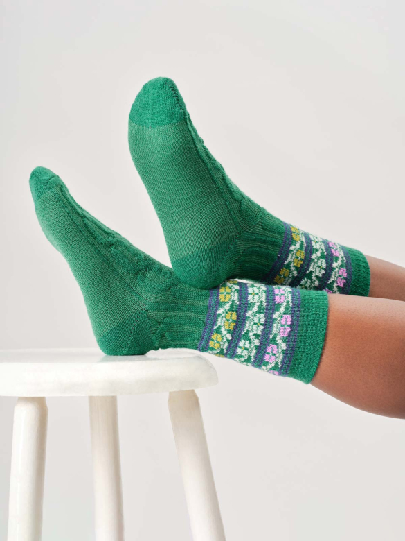 Wollsocken Modell: Floral Fair Isle