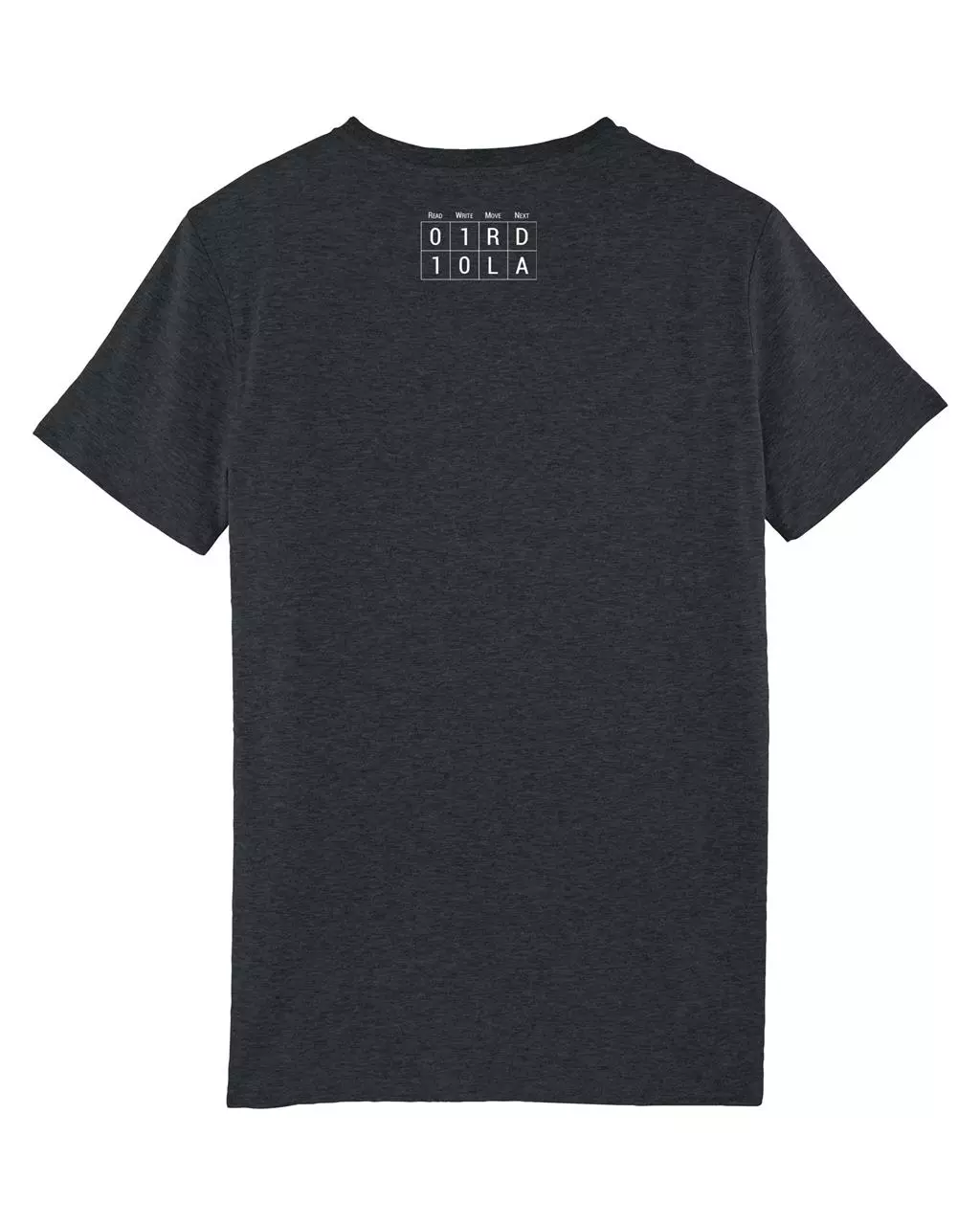 UNIPOLAR_Informatik_Turingmaschine_AlanTuring_student_men_tshirt_heatherblackdenim_back_fair_bio_premium Science-T-Shirt Informatik Modell: Turingmaschine