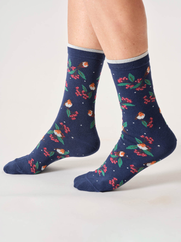 Socken Modell: Winter Robin