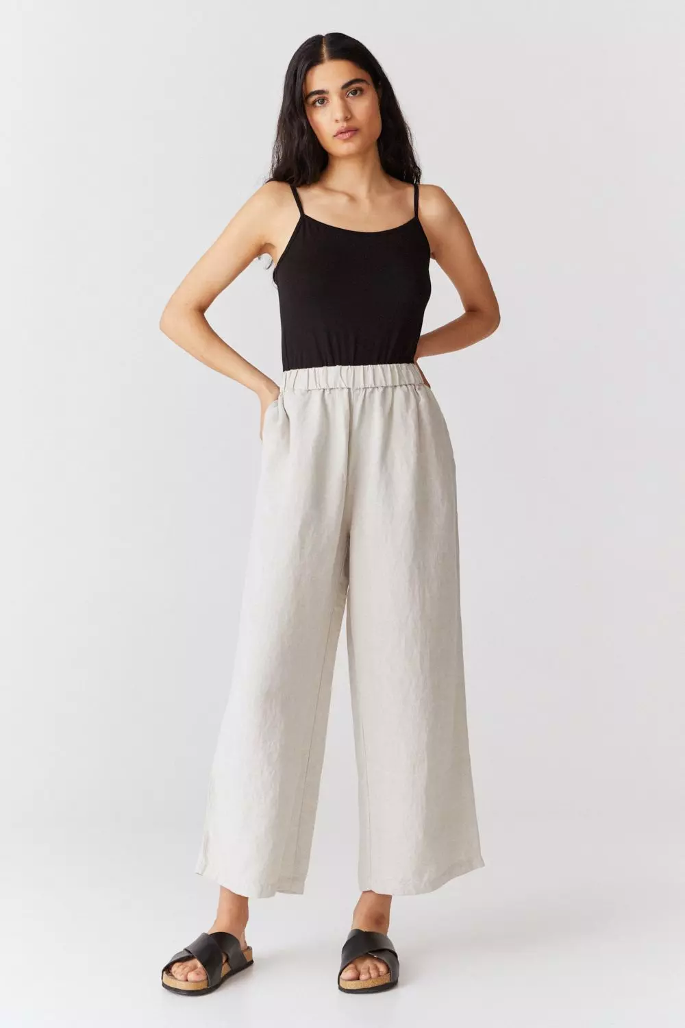 Leinen-Hose Wide Leg Modell: Com