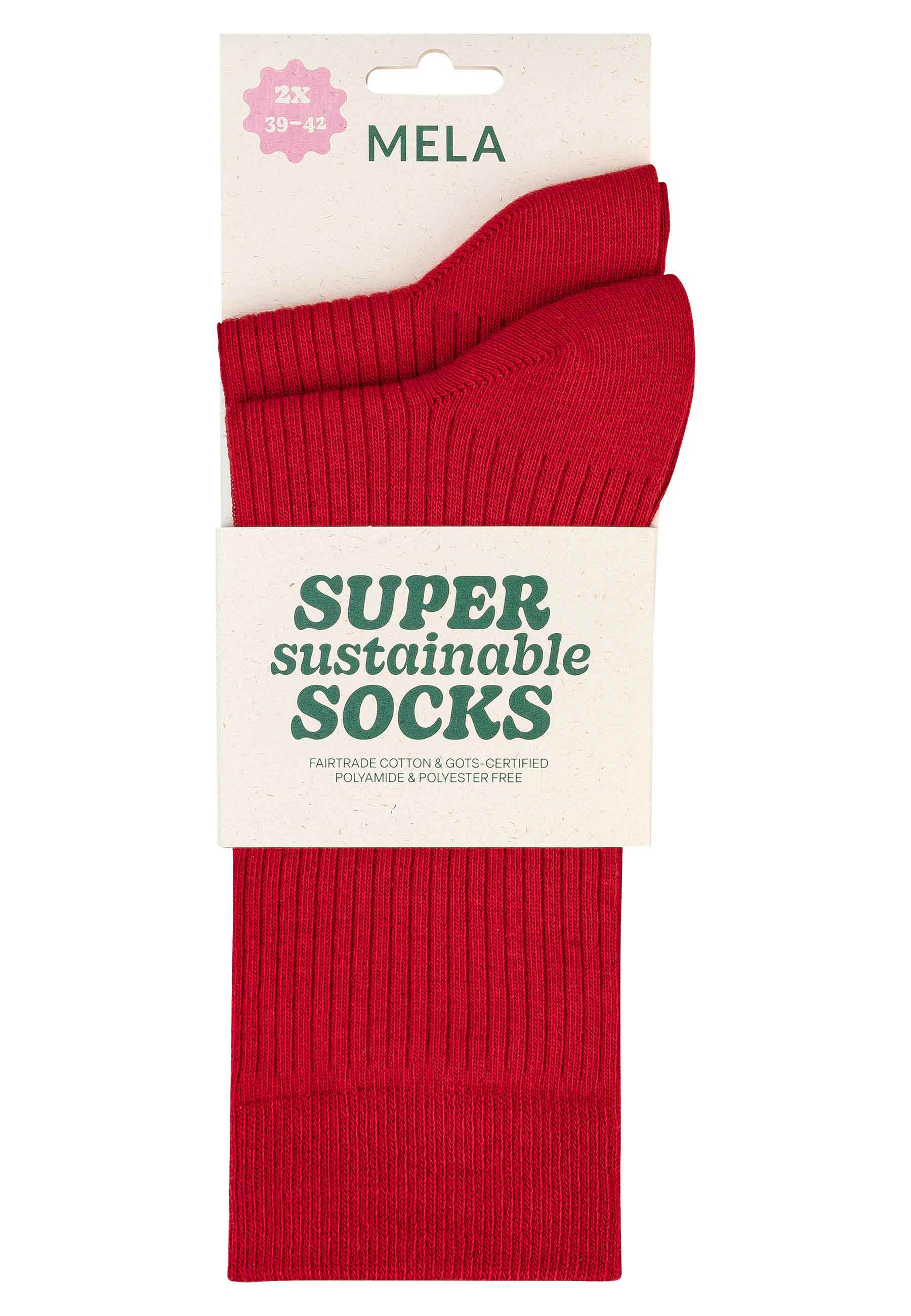 Gerippte Baumwoll-Socken GOTS, 2er Pack