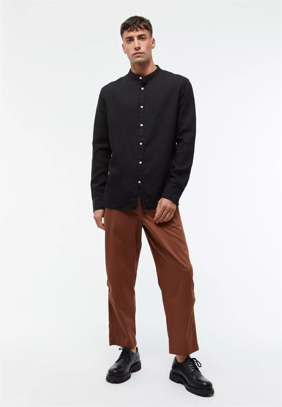 Leinen Stehkragen-Hemd Modell: Wes