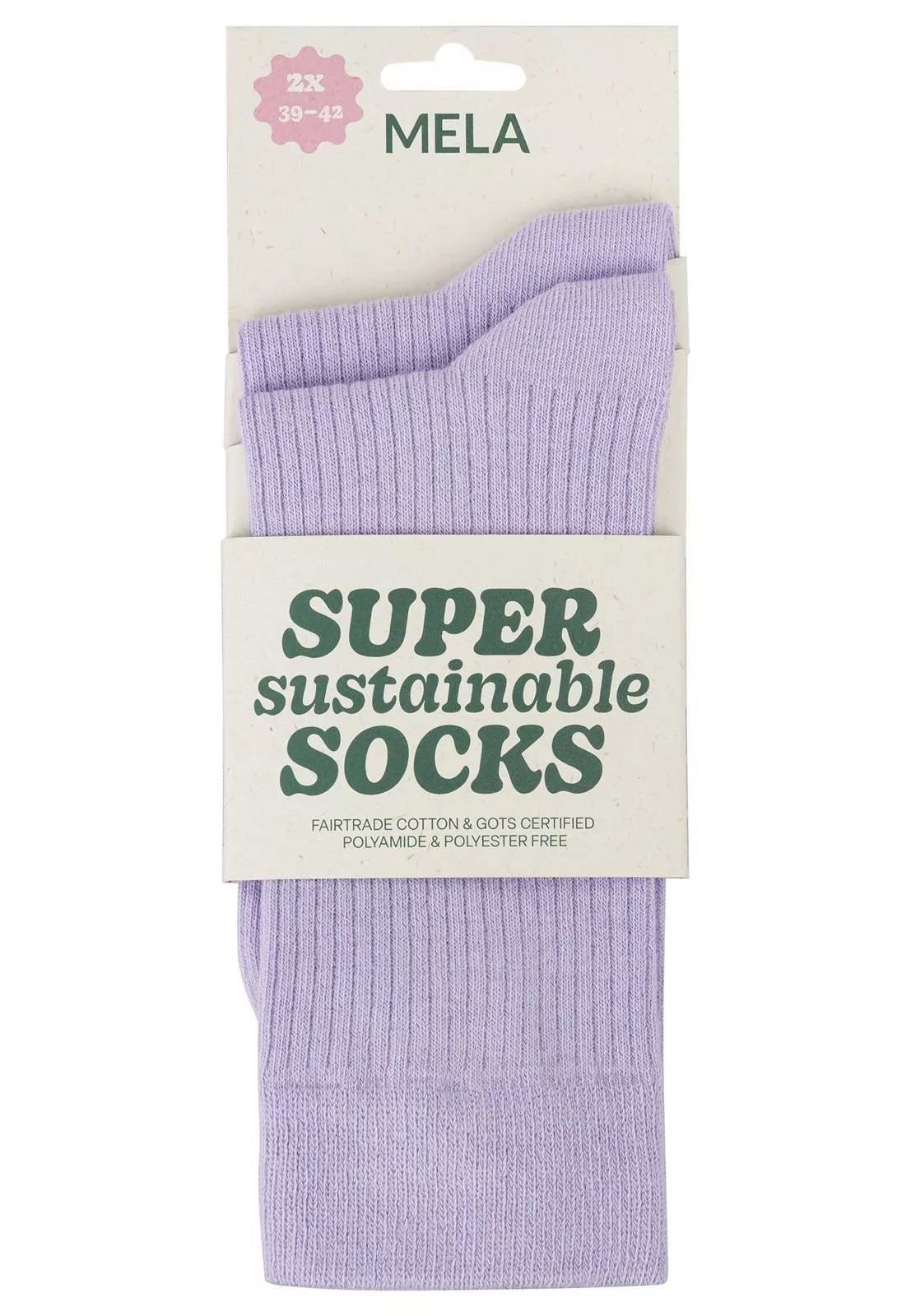 Gerippte Baumwoll-Socken GOTS, 2er Pack