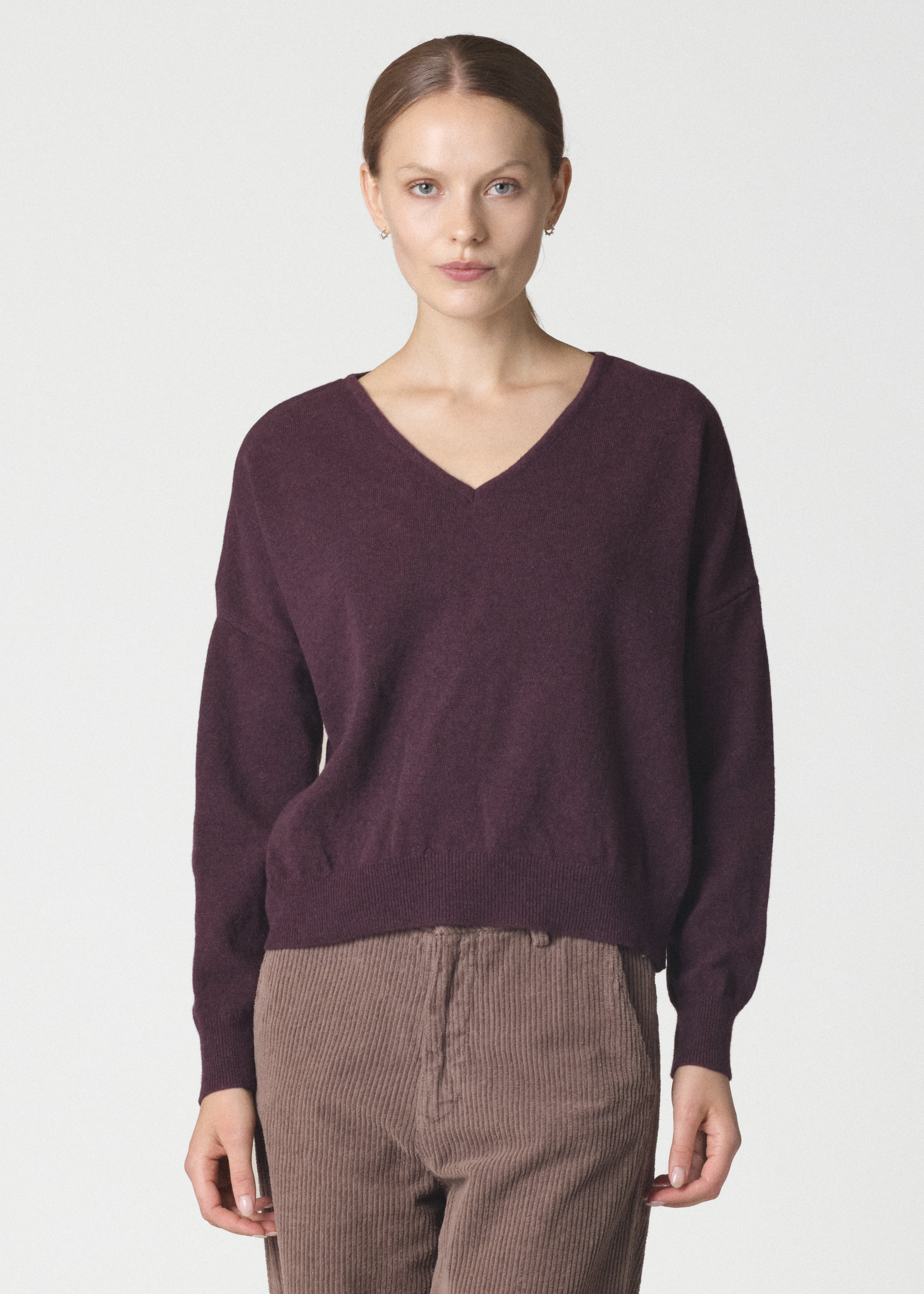 Merino Strickpullover mit V-Ausschnitt Modell: Vanessa