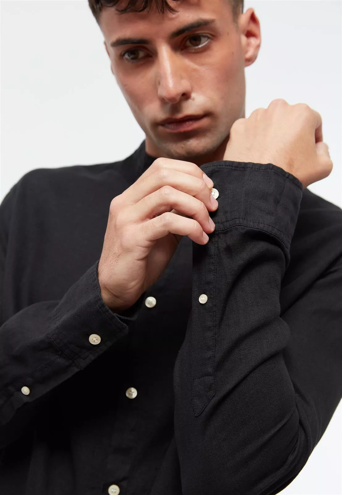 Leinen Stehkragen-Hemd Modell: Wes