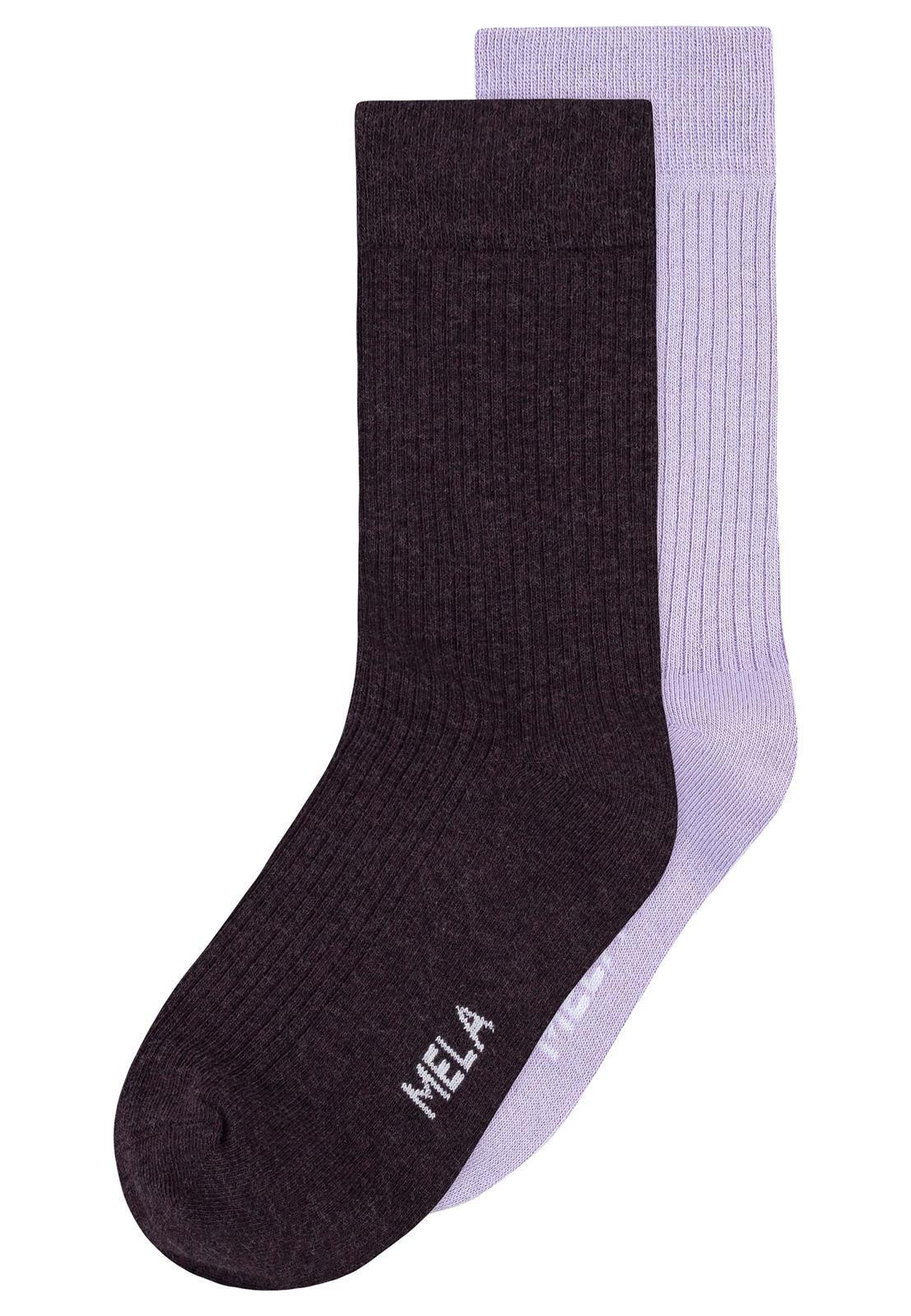 Gerippte Baumwoll-Socken GOTS, 2er Pack