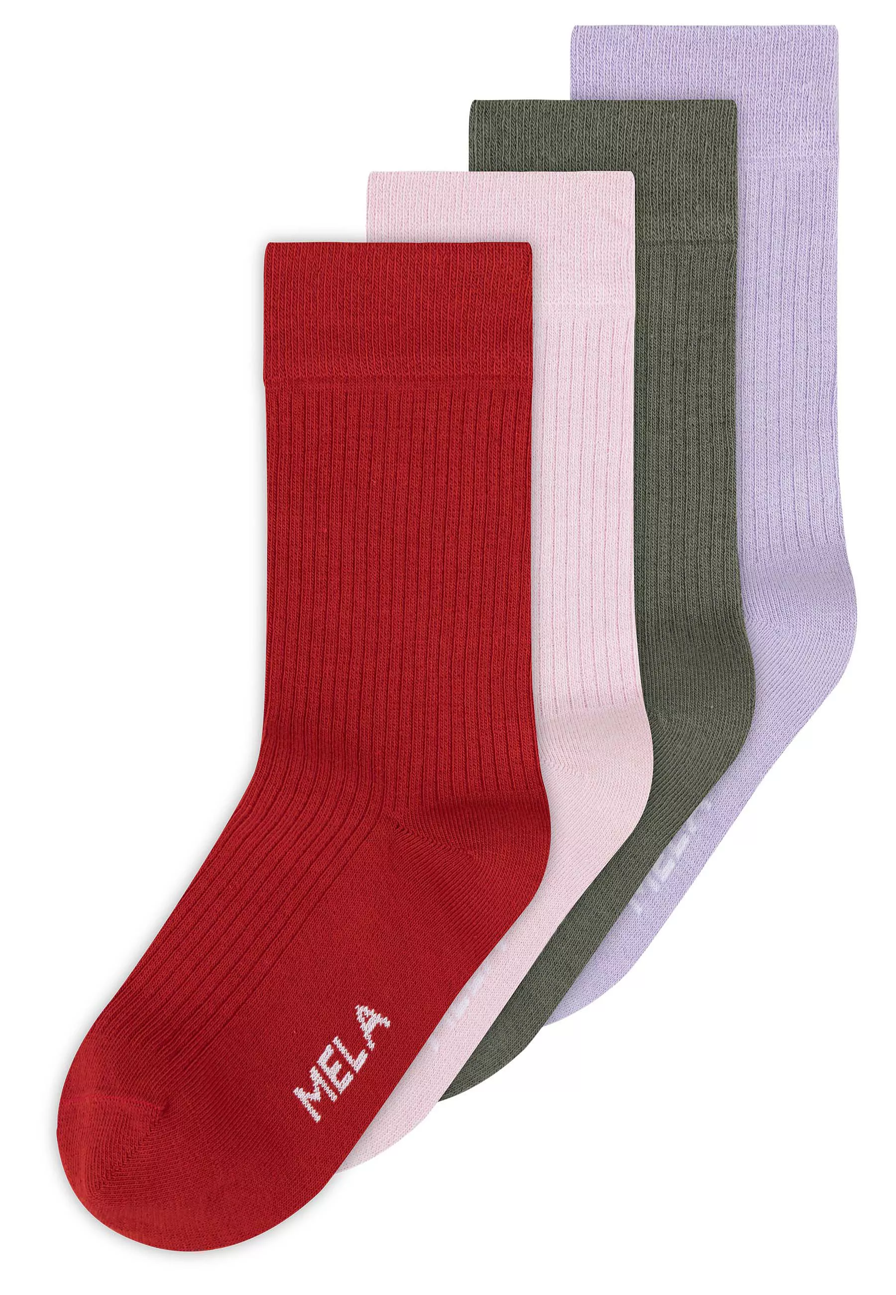 Gerippte Baumwoll-Socken GOTS, 4er Pack