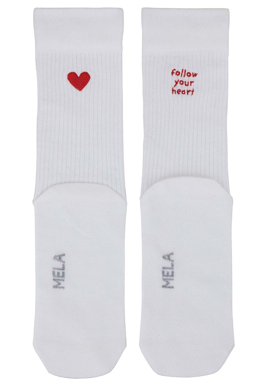 Gerippte Socken mit Stickerei, 2er Pack
