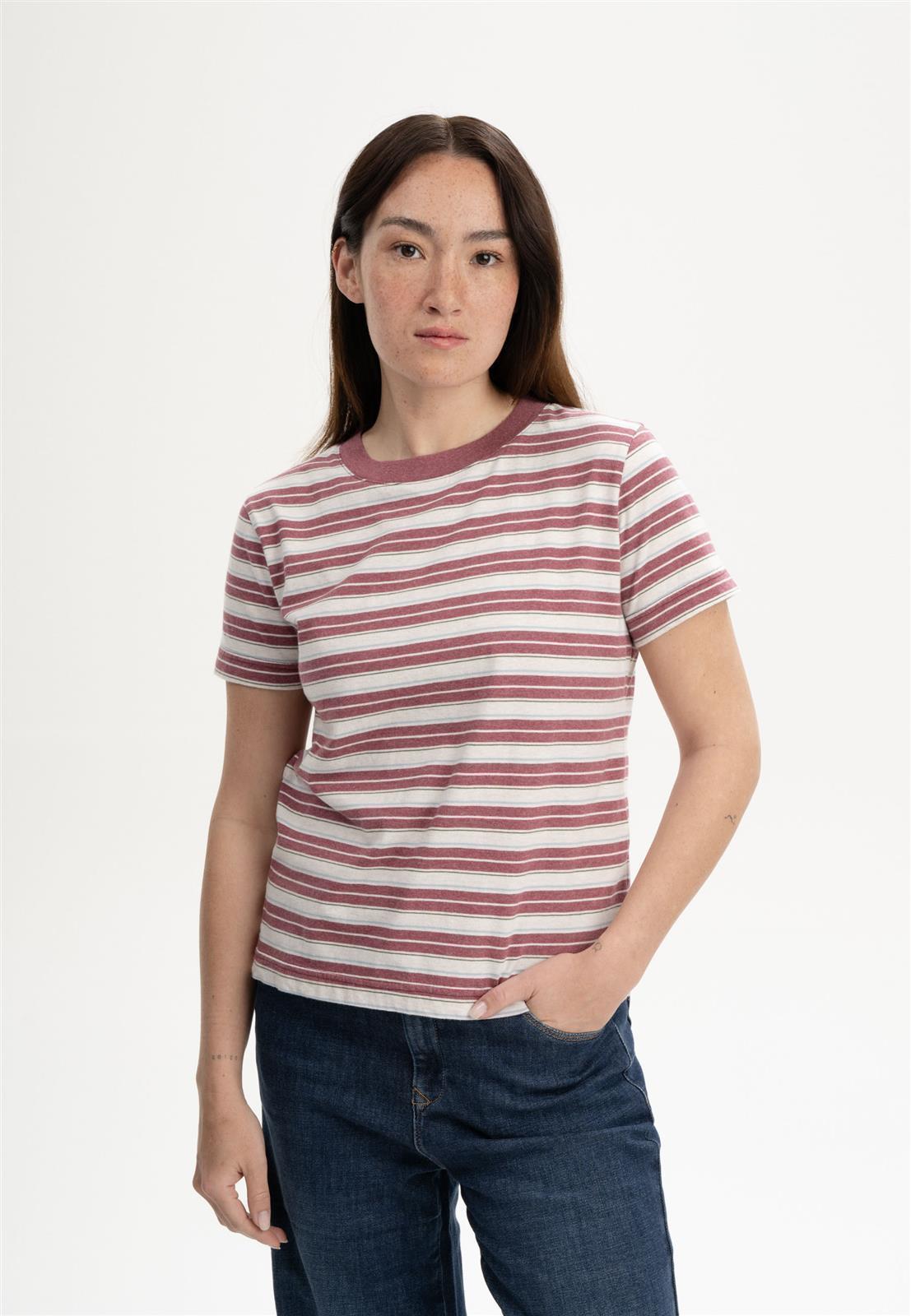 T-Shirt Modell: Khira Stripes GOTS