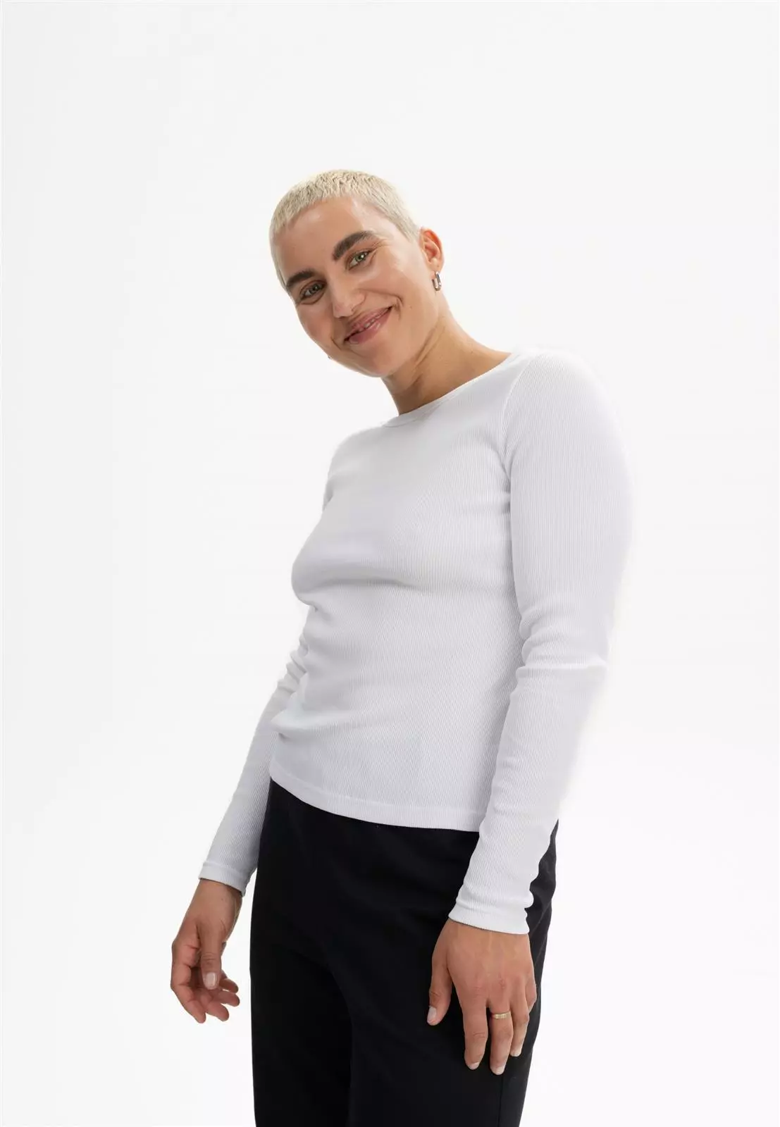 Geripptes Longsleeve Modell: Mehar GOTS