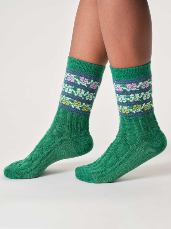 Wollsocken Modell: Floral Fair Isle