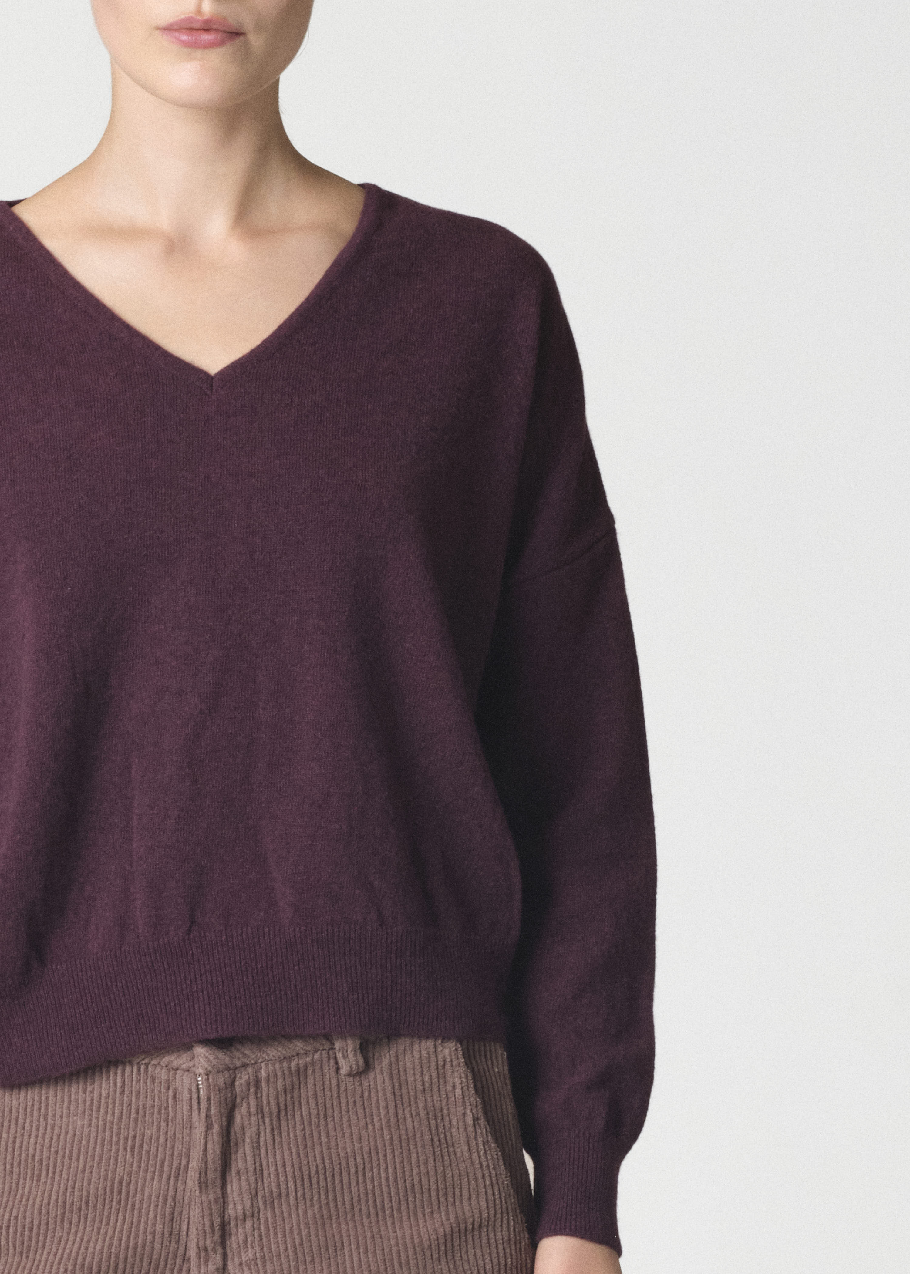 Merino Strickpullover mit V-Ausschnitt Modell: Vanessa