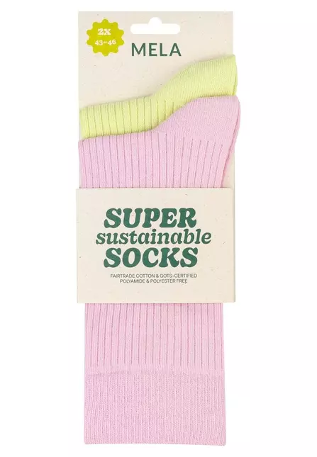 Gerippte Baumwoll-Socken GOTS, 2er Pack