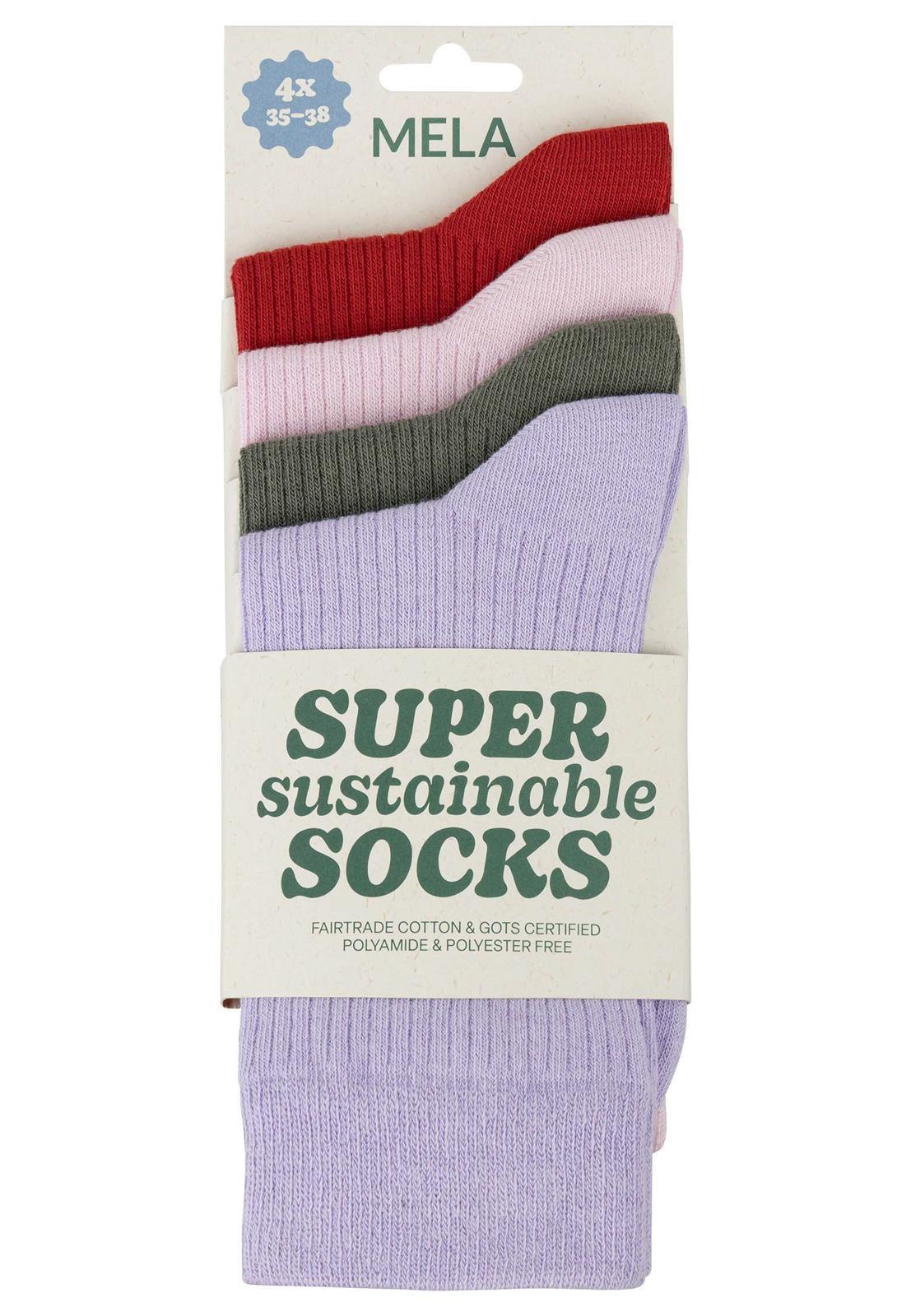 Gerippte Baumwoll-Socken GOTS, 4er Pack