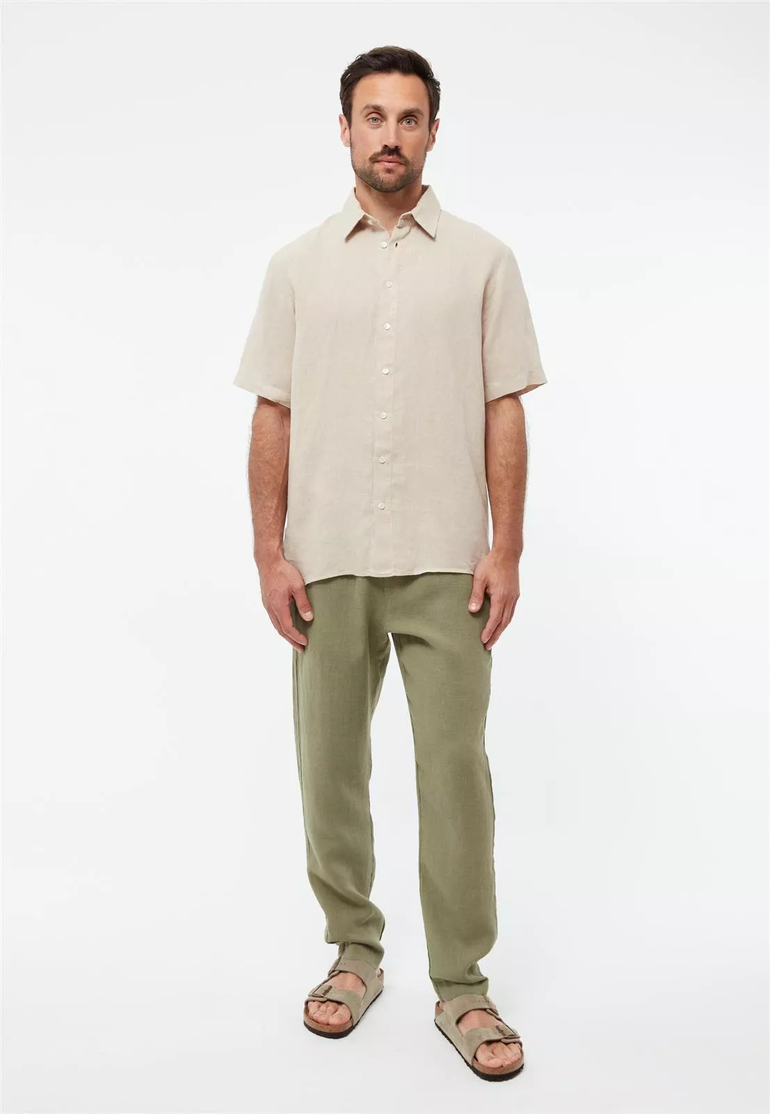 Givn Berlin Leinen Kurzarmhemd Modell: Koda – Oat Beige – Natur – Bild 2