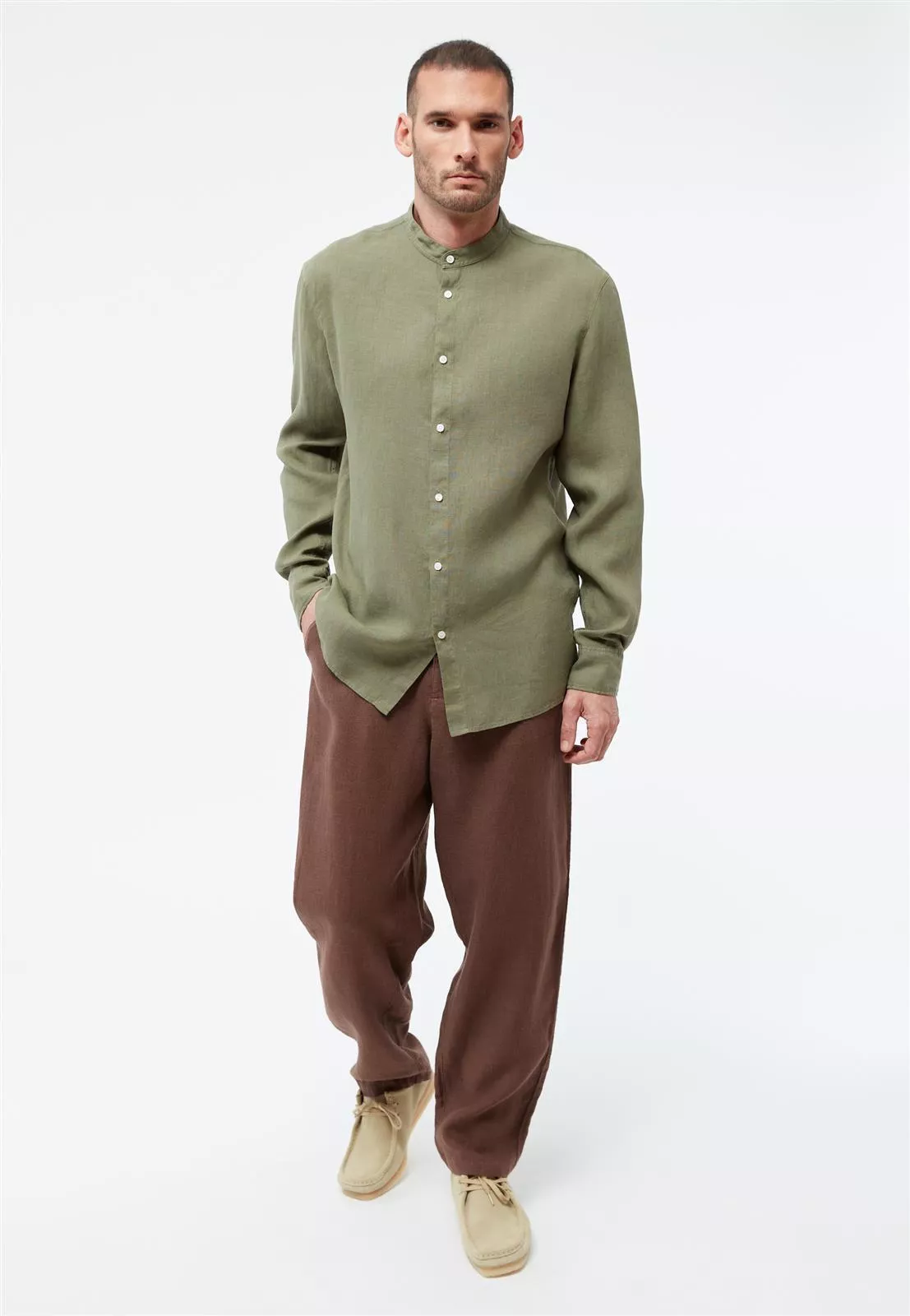 Leinen Stehkragen-Hemd Modell: Wes