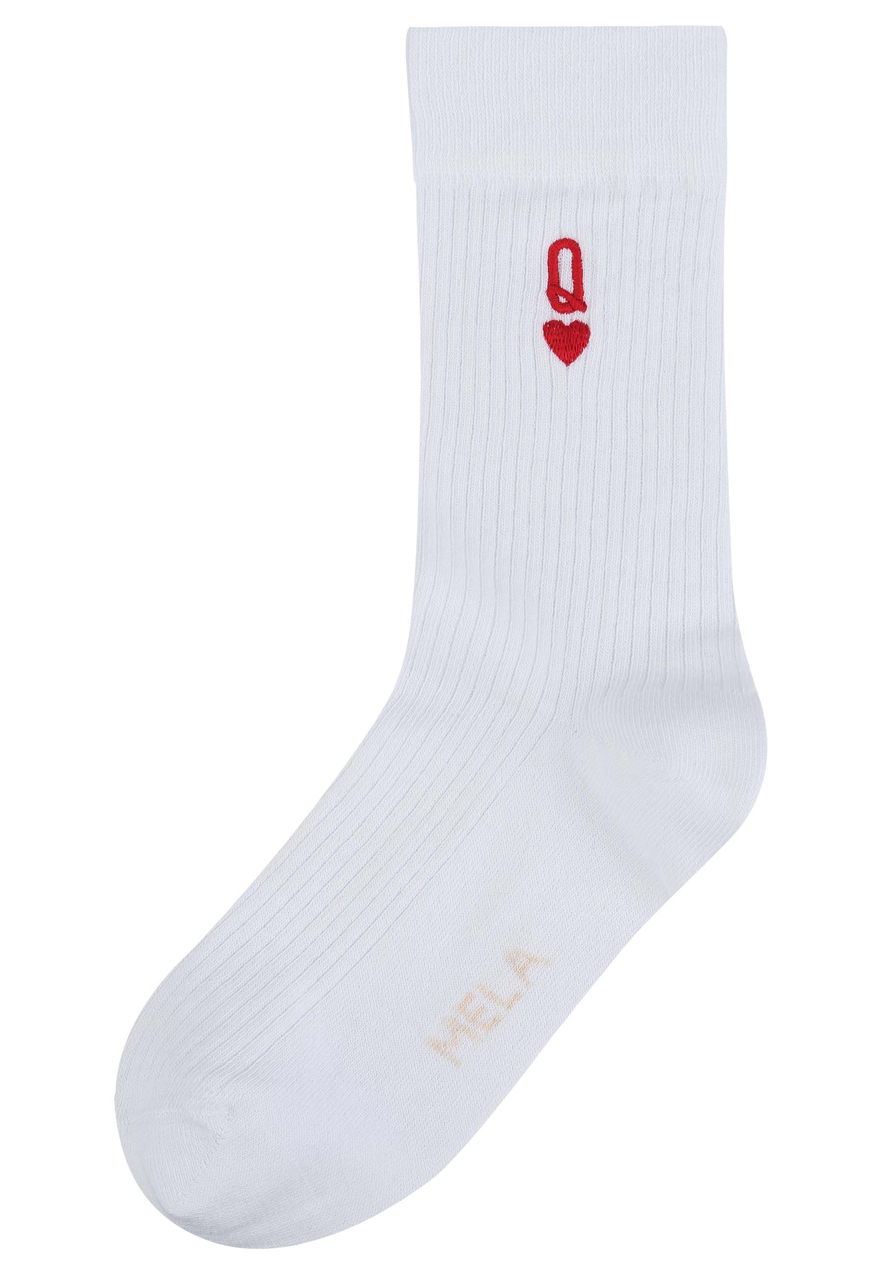 Gerippte Socken mit Stickerei, 1er Pack