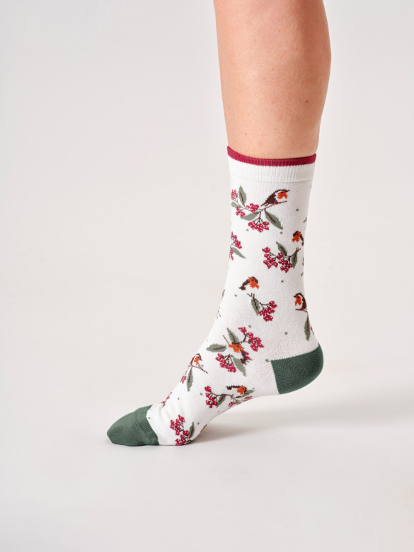 Socken Modell: Winter Robin