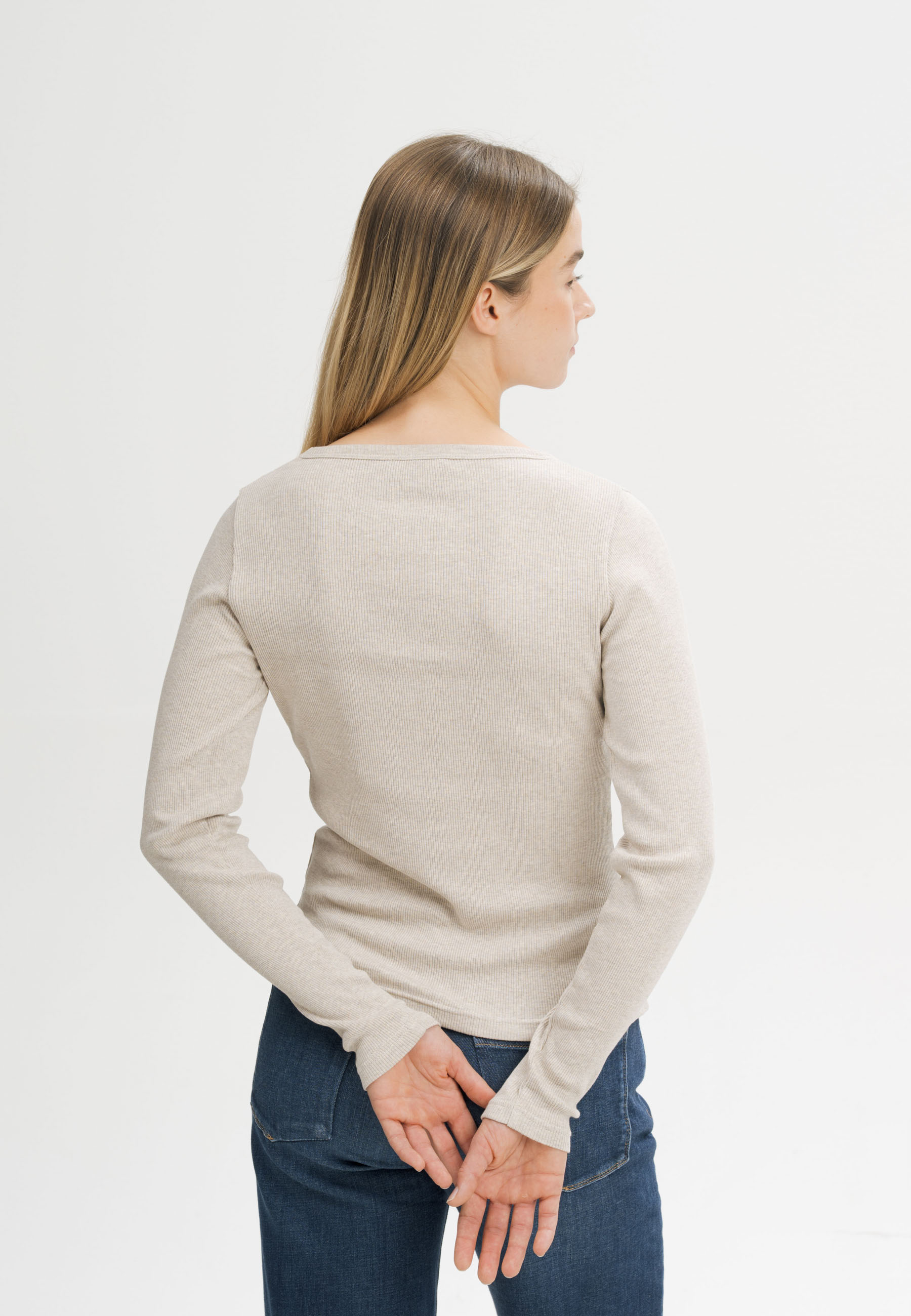 Geripptes Longsleeve Modell: Mehar GOTS