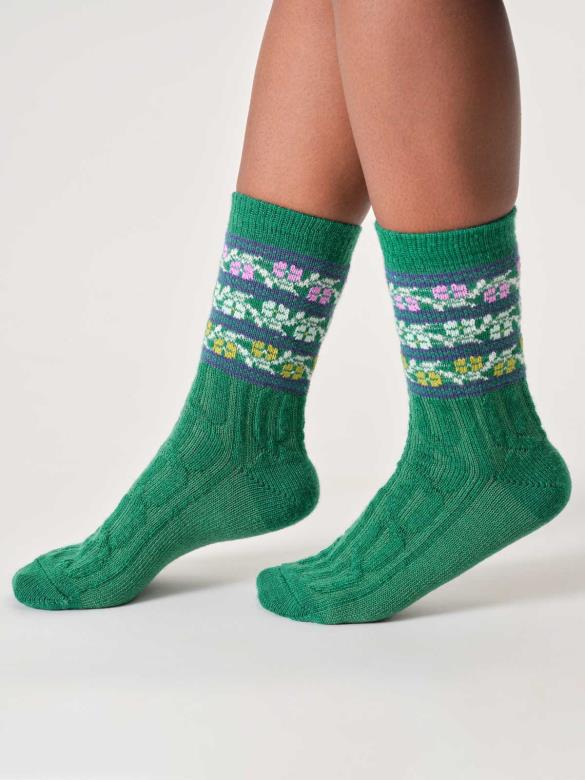 Wollsocken Modell: Floral Fair Isle