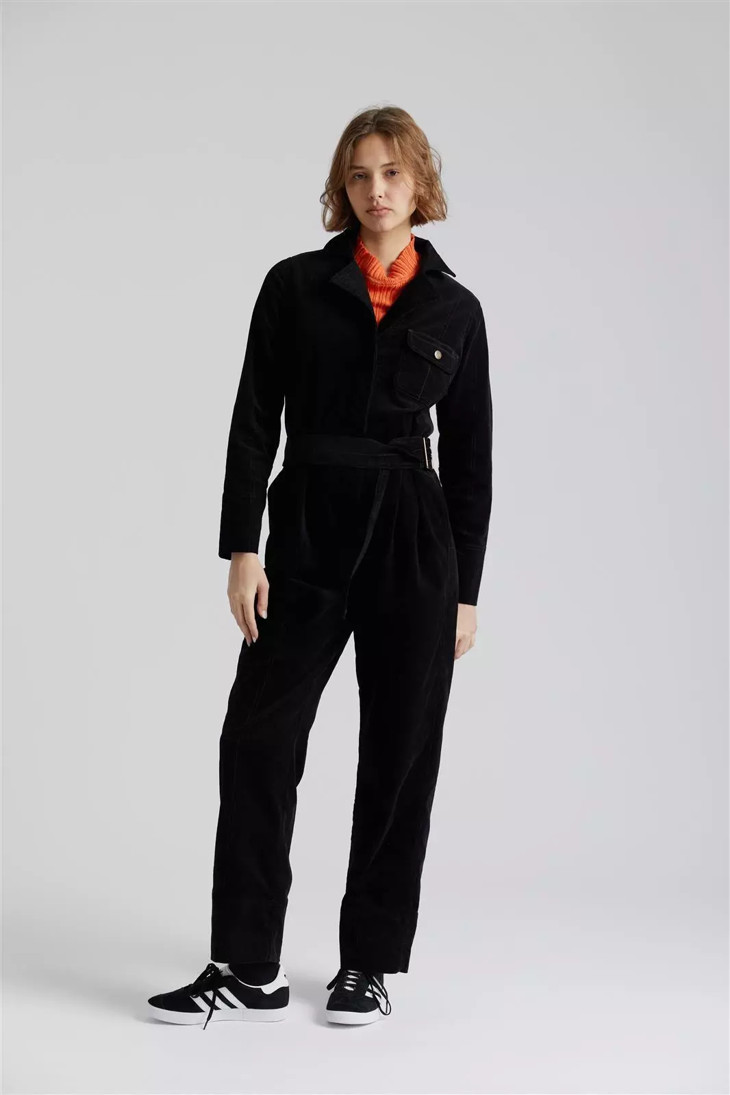 Black jumpsuit loose fit online