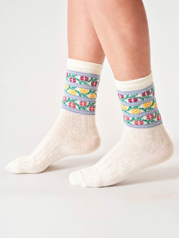 Wollsocken Modell: Floral Fair Isle