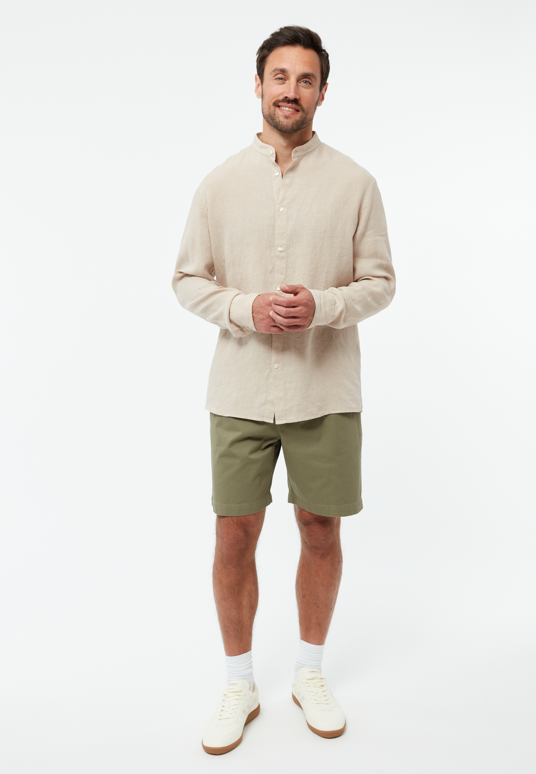 Leinen Stehkragen-Hemd Modell: Wes