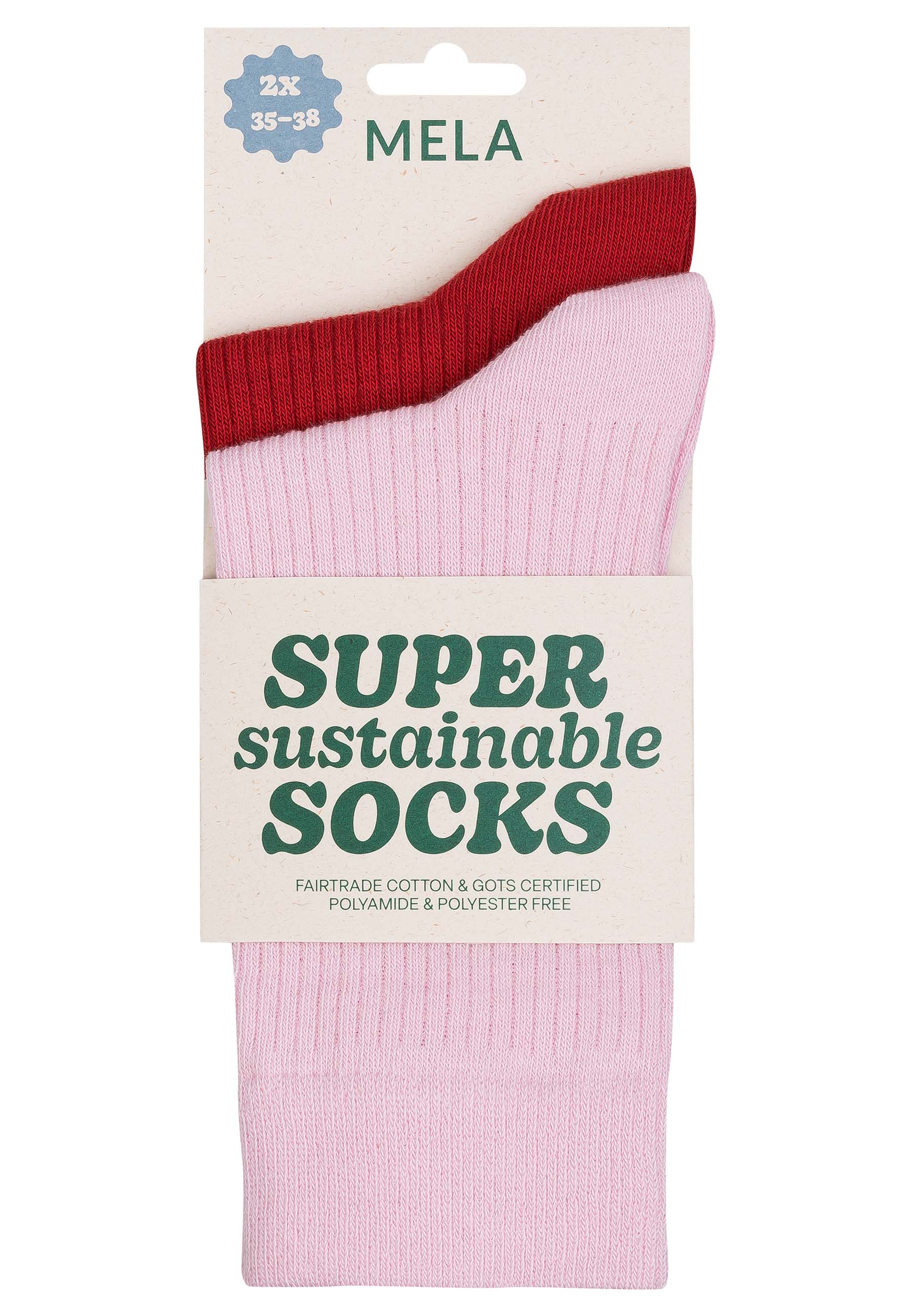Gerippte Baumwoll-Socken GOTS, 2er Pack