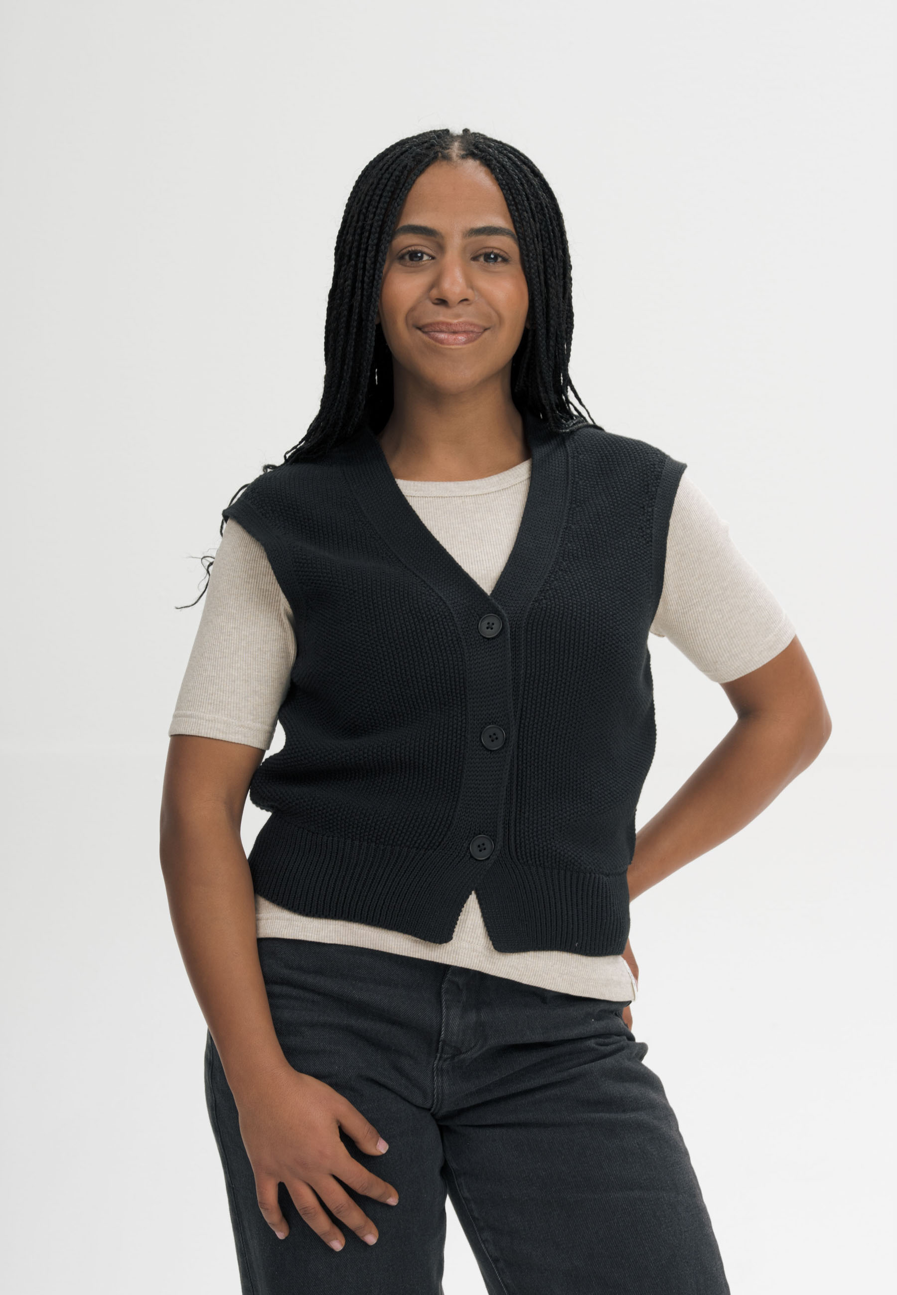 Rippstrick Weste Modell: Bhoja