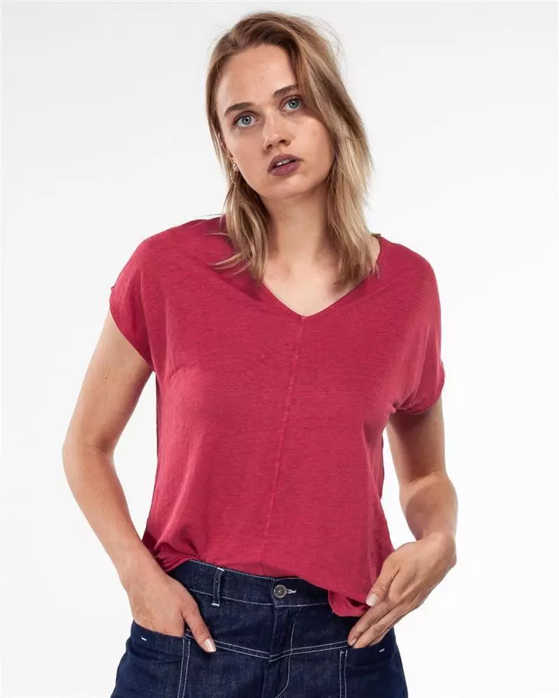 Leinen-Shirt Modell: V-Neck