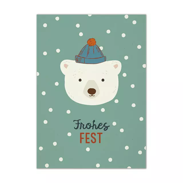 Postkarte Eisbär Frohes Fest Postkarte Eisbär Frohes Fest