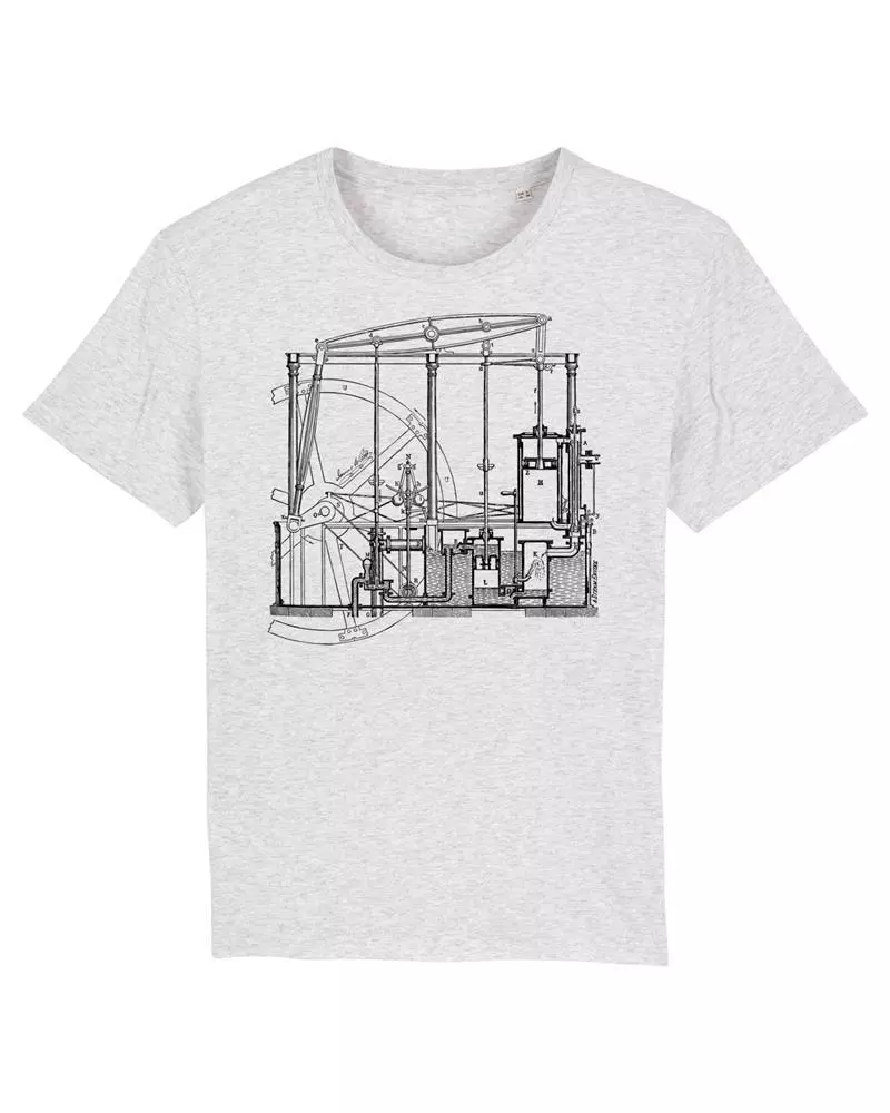 Ing1 Front Creator Heather Ash Science-T-Shirt Maschinenbau Modell: Dampfmaschine