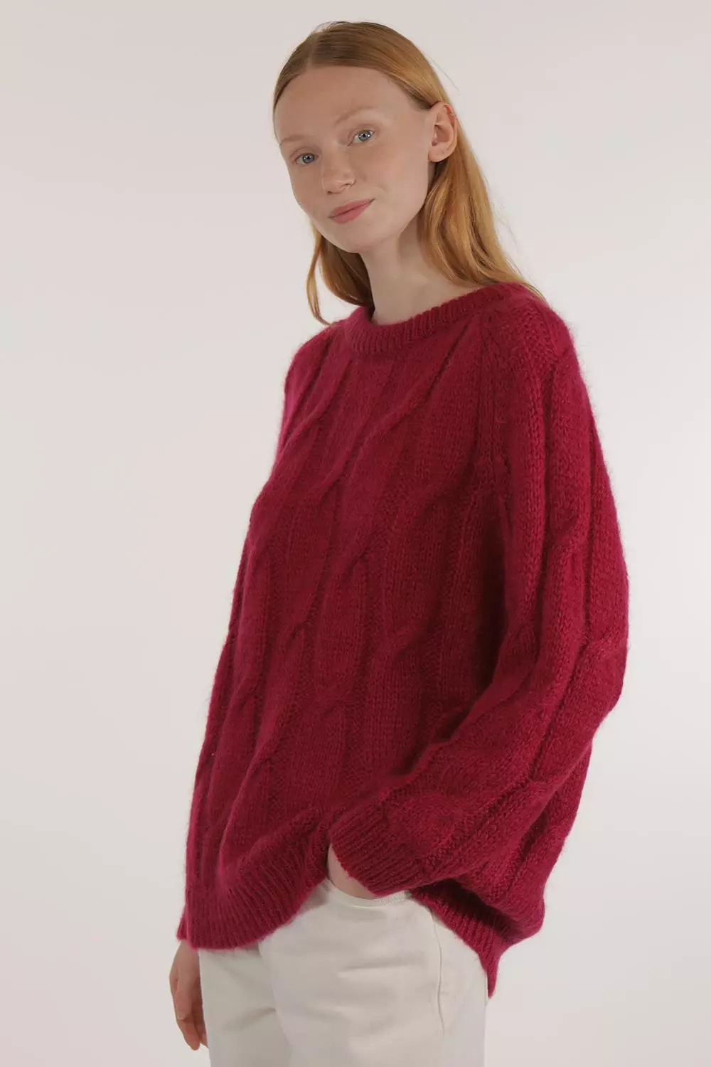 Mohair Zopfmuster-Pullover Modell: Iroise
