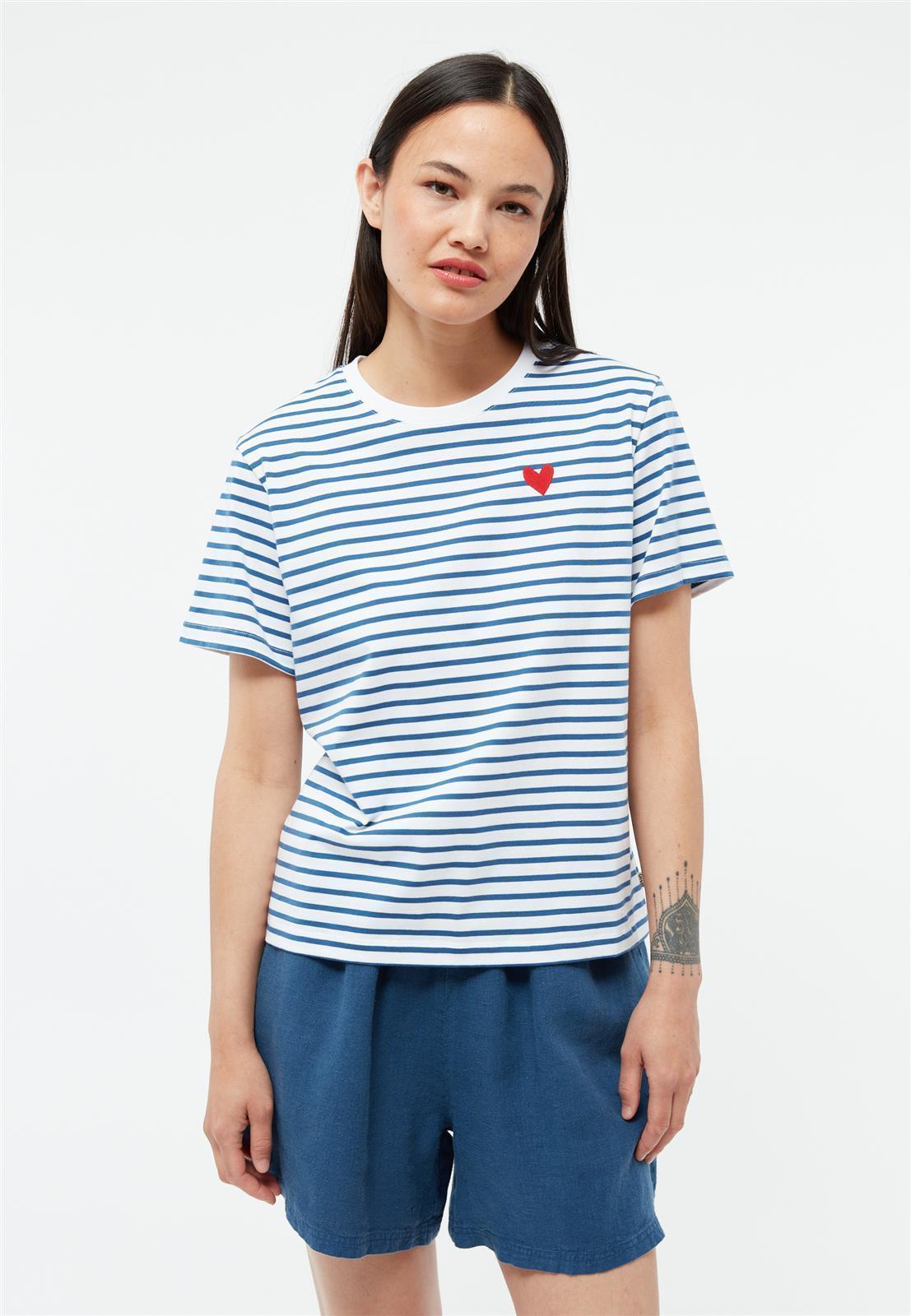 Streifen T-Shirt mit Stickerei Modell: Julia