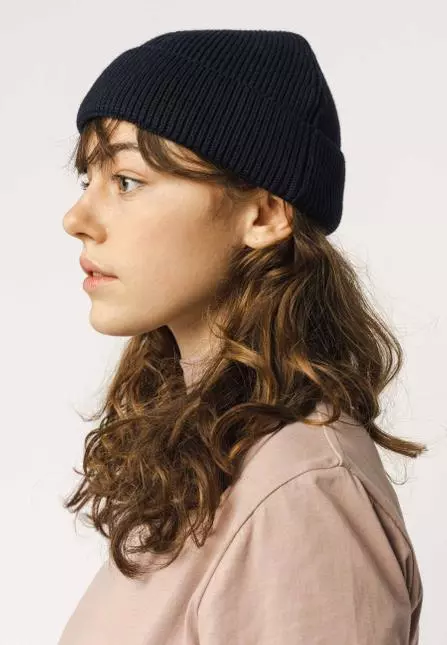Rafi-Short-Knit-Beanie-Women-navy-01 Fischermütze Modell: Rafi GOTS