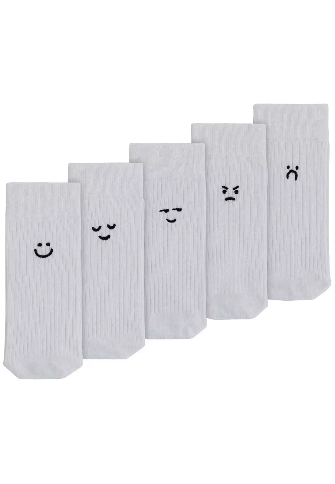 Gerippte Socken mit Stickerei, 5 er Pack