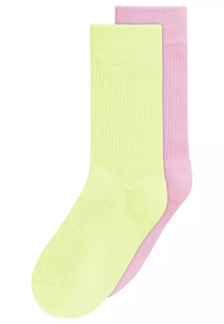 Gerippte Baumwoll-Socken GOTS, 2er Pack