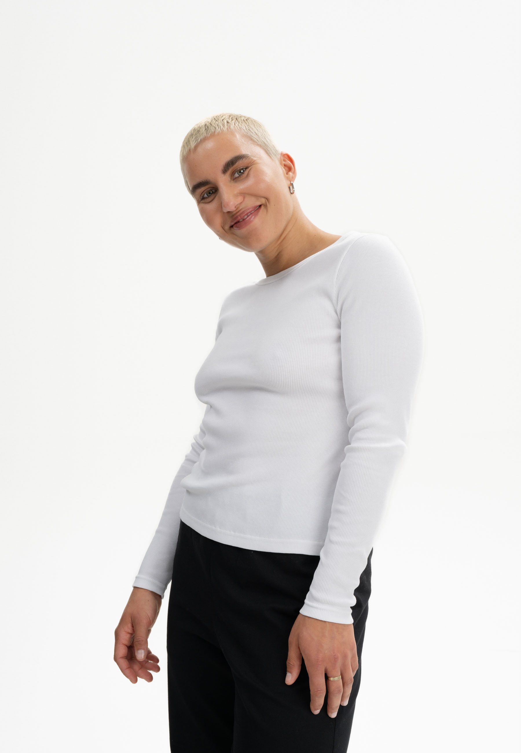 Geripptes Longsleeve Modell: Mehar GOTS