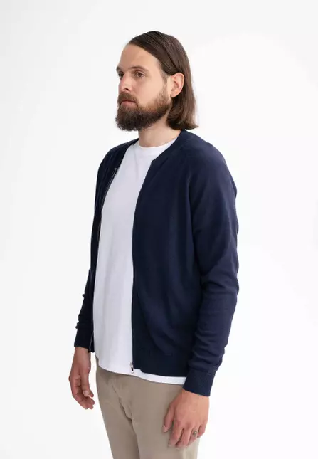 Shamial-Knit-Zip-Jacket-navy-02 Strick Cardigan Modell: Shamial GOTS