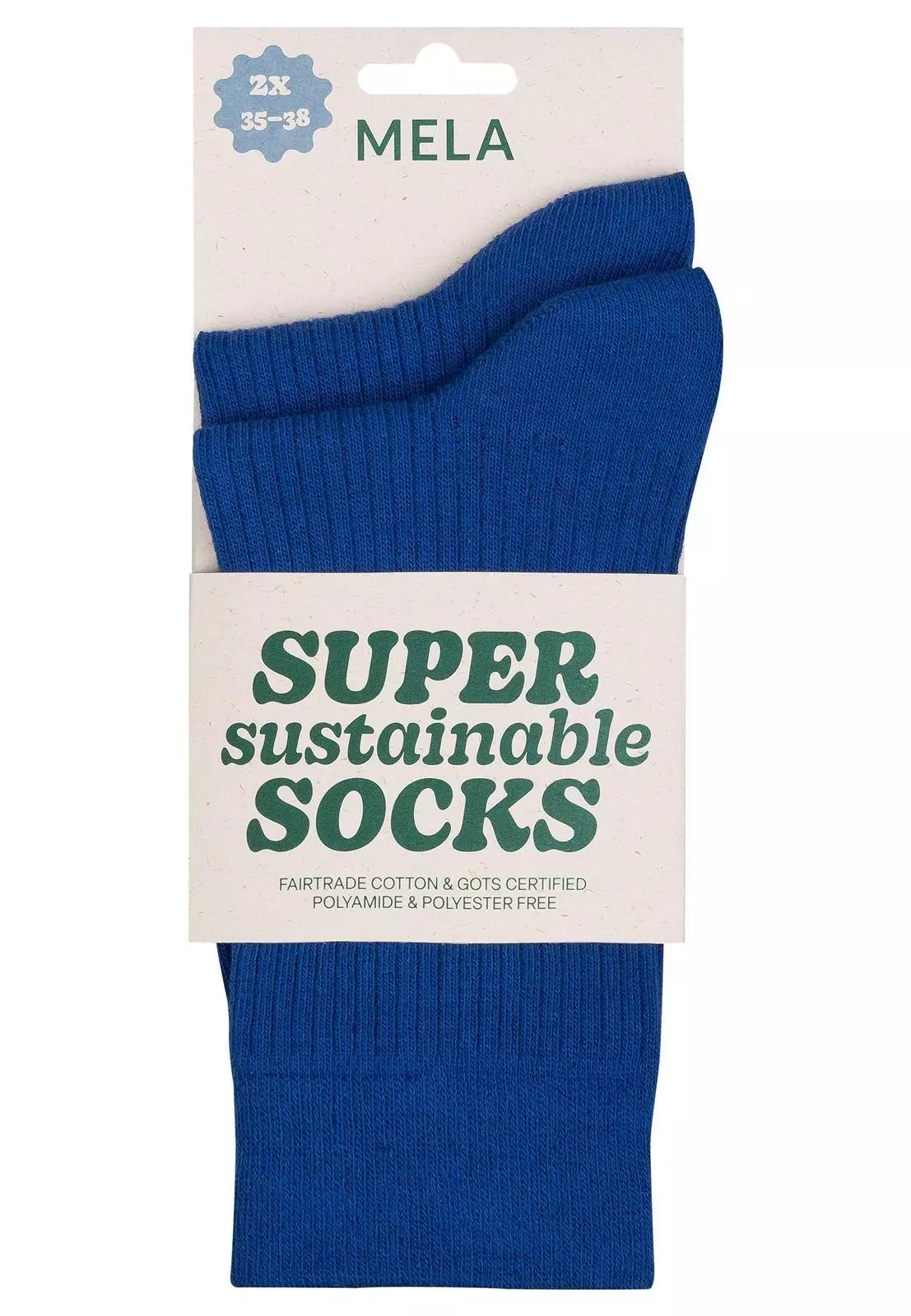 Gerippte Baumwoll-Socken GOTS, 2er Pack