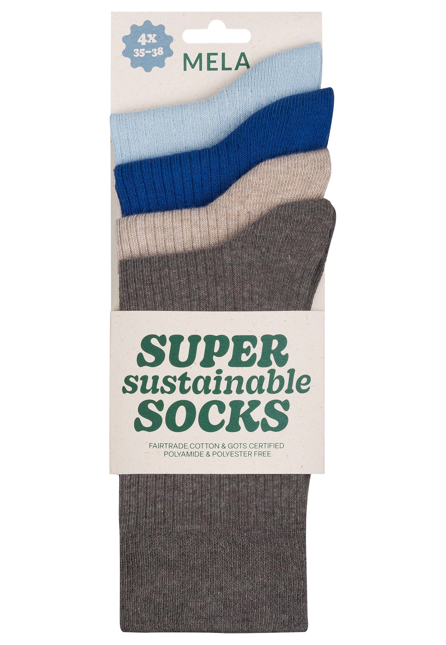 Gerippte Baumwoll-Socken GOTS, 4er Pack