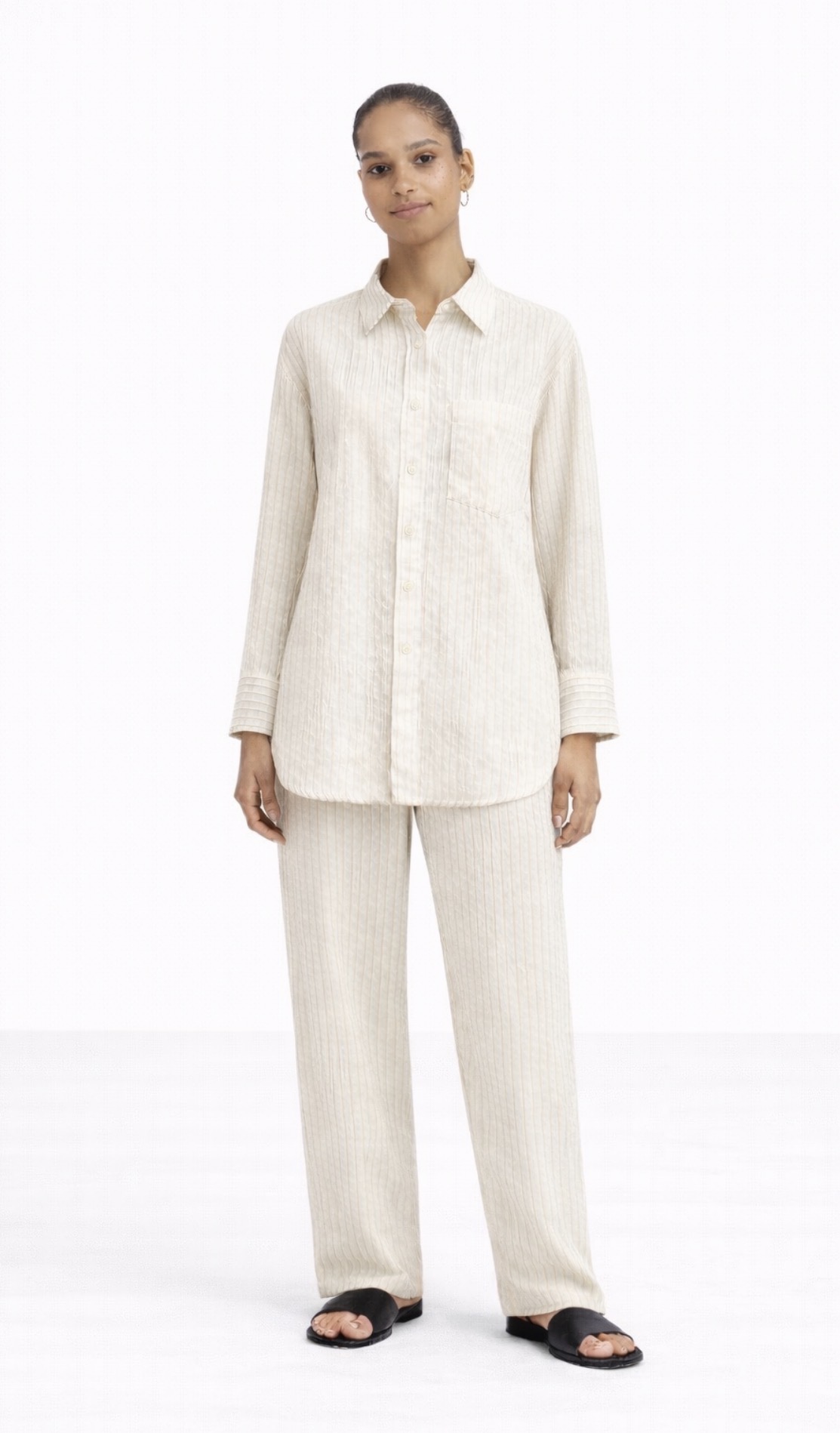 Gestreifte Oversize-Hemdbluse Modell: Madeleine
