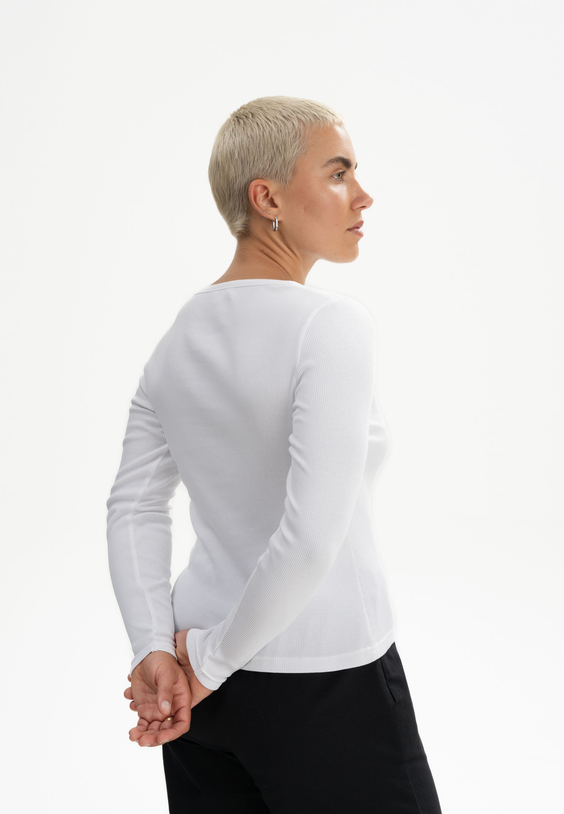 Geripptes Longsleeve Modell: Mehar GOTS