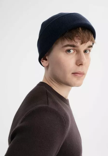 Himmat-Fine-Knit-Beanie-men-navy-02 Feinstrick-Mütze Modell: Himmat GOTS