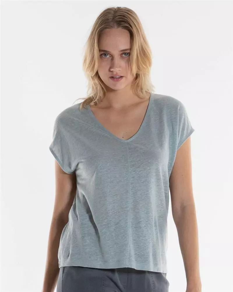 Leinen-Shirt Modell: V-Neck