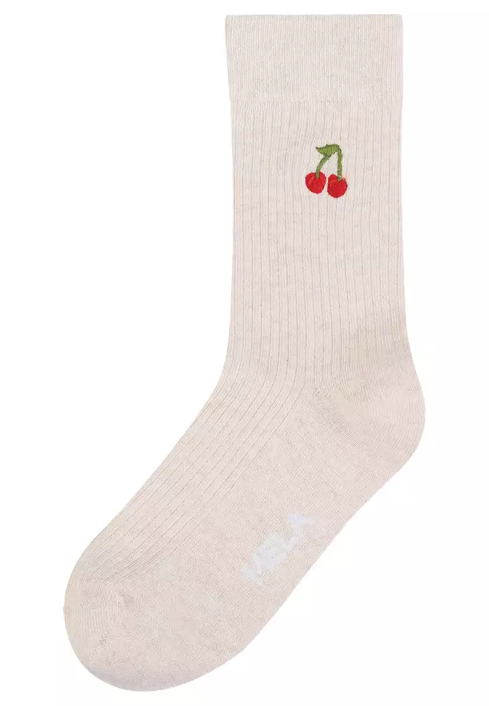 Gerippte Socken mit Stickerei, 1er Pack