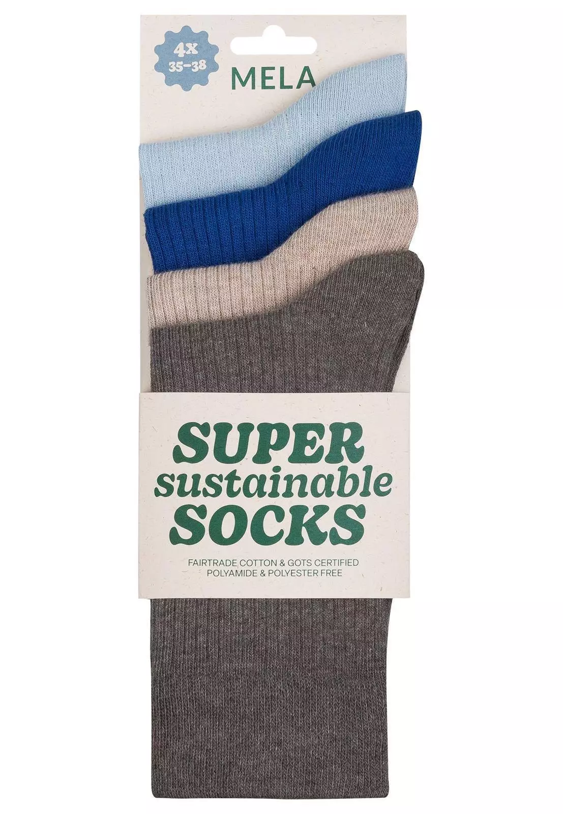 Gerippte Baumwoll-Socken GOTS, 4er Pack